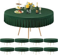 8 Pack Hunter Green Spandex Round Tablecloths for 60 inch Tables, Stretchy Fitted 5FT Round Table Cloths with Skirt for Wedding Party Dining Banquet
