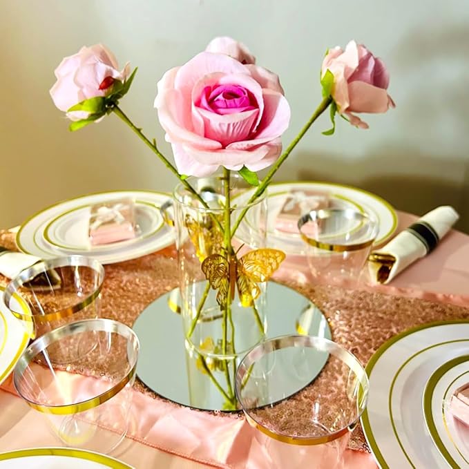 14Pack Round Mirror Plates for Centerpieces Tables, 2mm, 8inch Circle Mirror Trays Plates for Tables Mirror Centerpiece, Circle Mirror Tiles Candle Plate for Wedding Party Centerpieces Decor Crafts