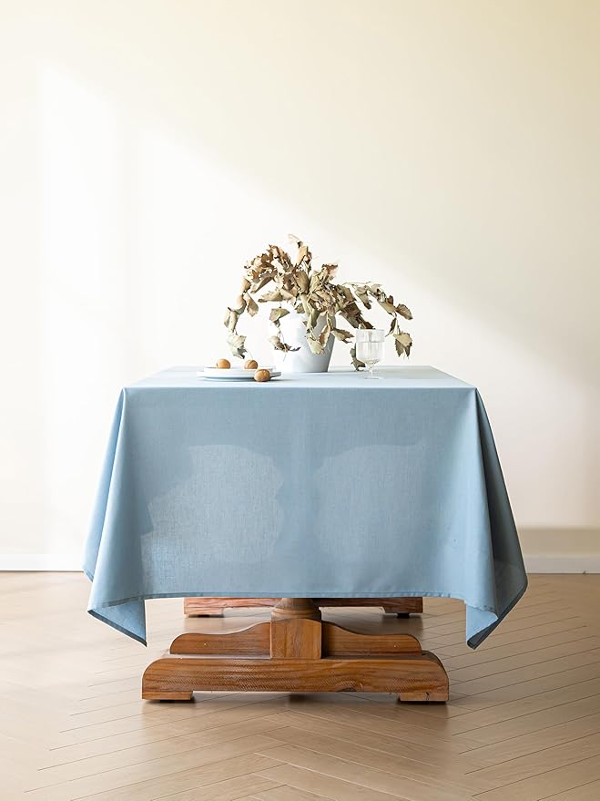 Blue Linen Table Cloths for Rectangle Tables Farmhouse Neutral Tablecloth Rectangular Kitchen Decoration Dining Table Cover Washable 60x120