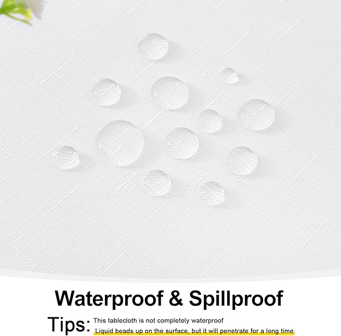 Smiry Square Table Cloth Linen Textured, Waterproof Spillproof Anti-Wrinkle Burlap Tablecloth, Washable Decorative Fabric Table Cover for Dining, Party, Banquet, 54 x 54 Inch, White