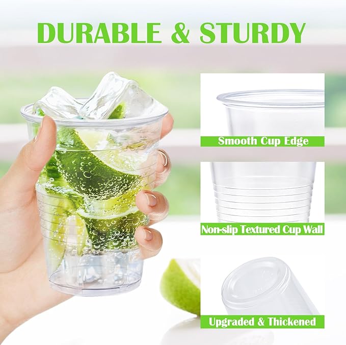 2000 Pack 9 oz Clear Plastic Cups, 9 Ounce Disposable Drinking Cups for Party, Event, Picnic, Cold, Hot