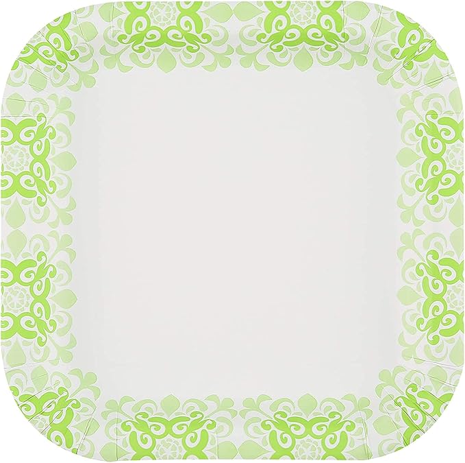 Glad Square Disposable Paper Plates for All Occasions | Soak Proof, Cut Proof, Microwaveable Heavy Duty Disposable Plates | 10" Diameter, 600 Count Bulk Paper Plates