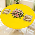 Round Spandex Tablecloth, Elastic Fitted Waterproof Tablecloths for 57"-68" Tables, Stretch Washable Picnic Table Cover for Camping, Dining, Indoor and Outdoor, Yellow
