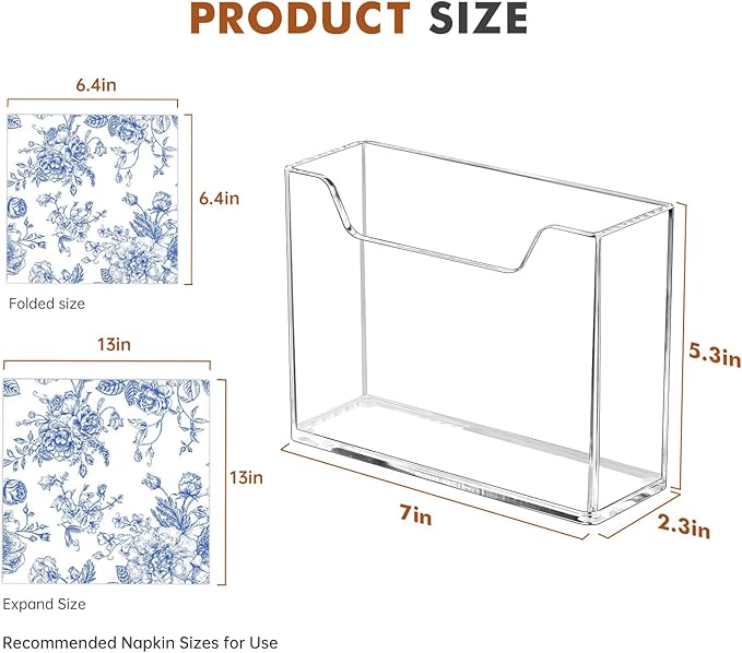 Acrylic Napkin Holder for Table, Clear Plastic Vertical Napkins Holders, Modern Square Paper Napkin Holders for Kitchen, Dinner Table Guest Napkin Holder for Home, Hotel, Restaurant, Bar