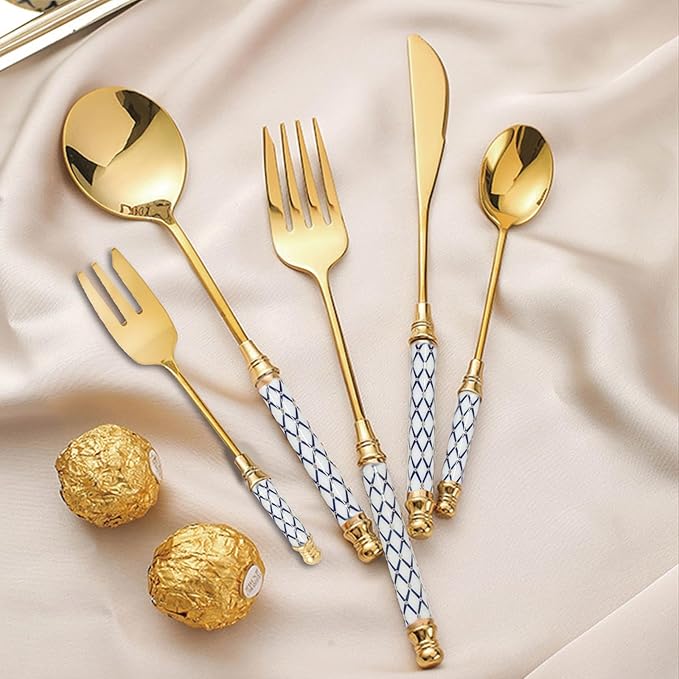 40-piece Silverware Set With Ceramic Handle, Premium Food Grade Stainless Steel Flatware Sets, Mirror Polished Cutlery Set, Dishwasher Safe (for 8 People)