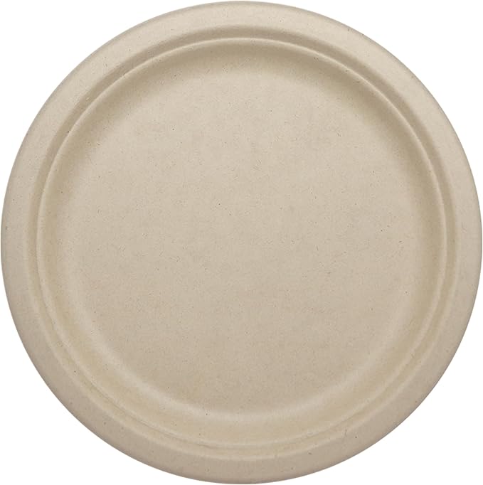 World Centric Compostable Round Paper Plates, 9" (Pack of 250), Made from Unbleached Plant Fiber, Sustainable, Heavy Duty, Grease Resistant, Microwave & Freezer Safe, PFAS Free