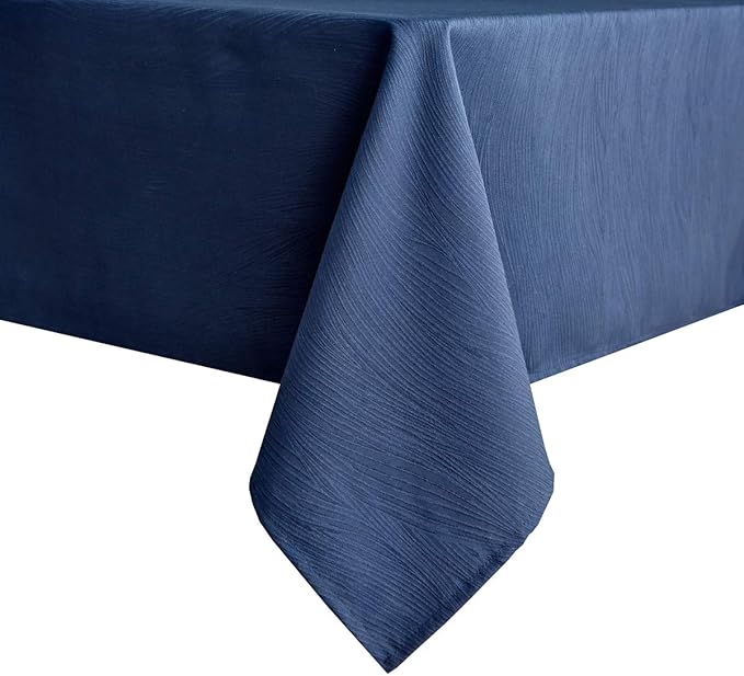 maxmill Square Tablecloth Swirl Design Spillproof Wrinkle Free Heavy Weight Soft Table Cloth Decorative Fabric Table Cover for Outdoor and Indoor Use Square 52 x 52 Inch Navy Blue