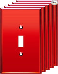 LIDER Reflective Acrylic Toggle Switch Wall Plate, Mirrored Light Switch Cover, Plexiglass Cover Plate, Acrylic Glass, Oversized 1-Gang 5.25" x 3.44", LWP-11O-ARD5P, Red, 5 Pack