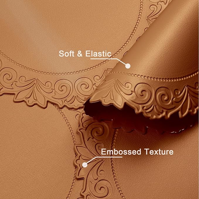 Noctiflorous Round Faux Leather 15 Inch Placemats Set of 4 Waterproof Wipeable Heat Resistant Tablemat for Dining Table Kitchen Non Slip Washable Oilproof Table Place Mat(Umber Brown, 4)