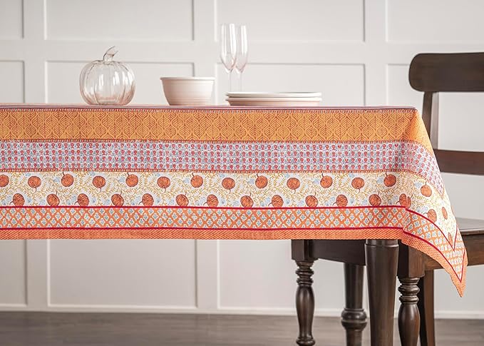 Maison d' Hermine Table Cloth Rectangle Table 100% Cotton 54 x 72 Inches Fall Tablecloth Reusable Everyday Use for Thanksgiving Christmas Decorations Dining Farmhouse Party (Harvest Festival)