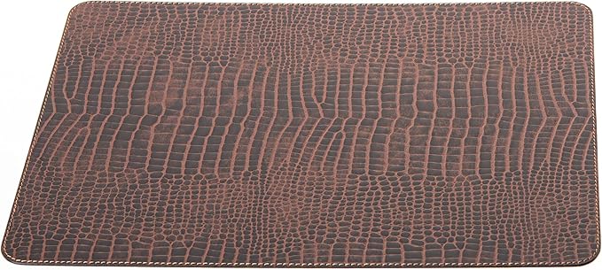 Nikalaz Set of 4 Small Placemats and 4 Coasters Made of Recycled Leather (15.75 x11.81 inches, Crocko)