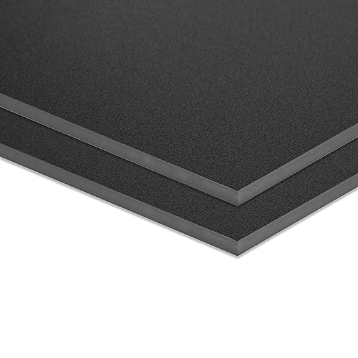 ABS Plastic Sheet 12" x 16" x 1/4" Thick (6mm) Black Rigid Moldable Thermoplastic Board for Crafts, DIY Projects, Home Decor - Textured & Smooth Surface, Pack of 2