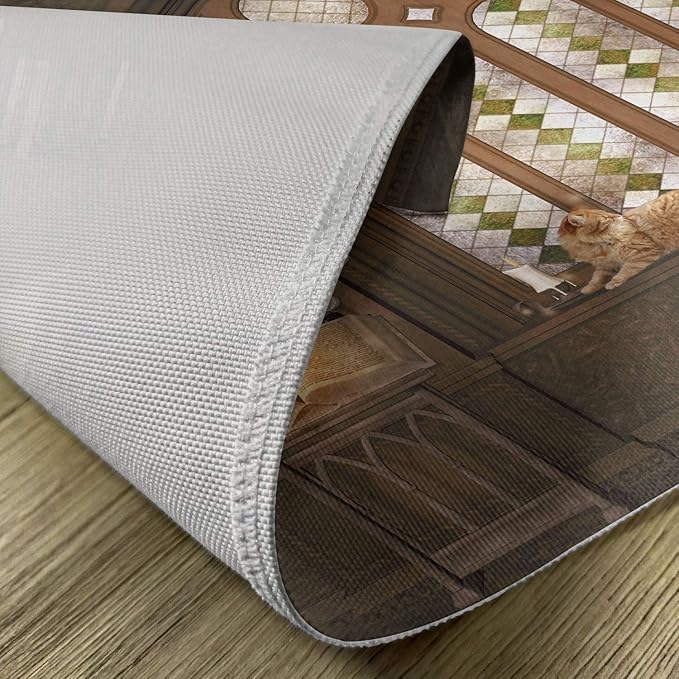 Ambesonne Gothic Place Mats Set of 4, Room for Study in The Medieval Library Cat Sleeping on Window Antique Mansion Print, Washable Fabric Placemats for Dining Table, Standard Size, Taupe