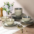 AmorArc Ceramic Dinnerware Sets for 6, 18 Pieces Handpainted Plates and Bowls Set, Scratch Resistant Stoneware Dishes Set, Dishwasher & Microwave Safe, Reactive Glaze