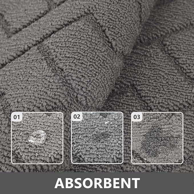 hicorfe Kitchen Rugs and Mats Sets,Non-Slip 2 Pieces Absorbent 100% Polypropylene Rug,Comfort Kitchen Runner Mat,Washable for Kitchen,Sink,Laundry(20" x 48" Plus 20" x 59",Grey)