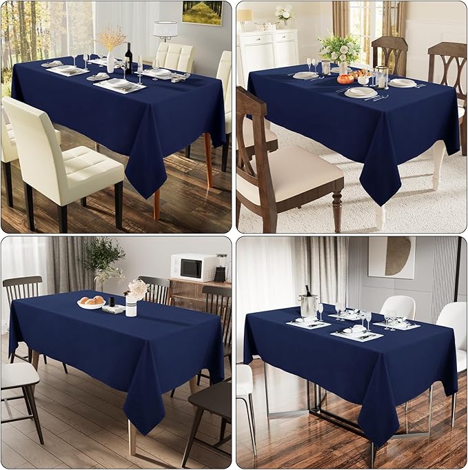 Smiry Rectangle Table Cloth, Waterproof Anti-Scratch Polyester Tablecloth, Decorative Washable Fabric Table Cover for Dining, Buffet, Parties and Outdoor, 52x70, Navy
