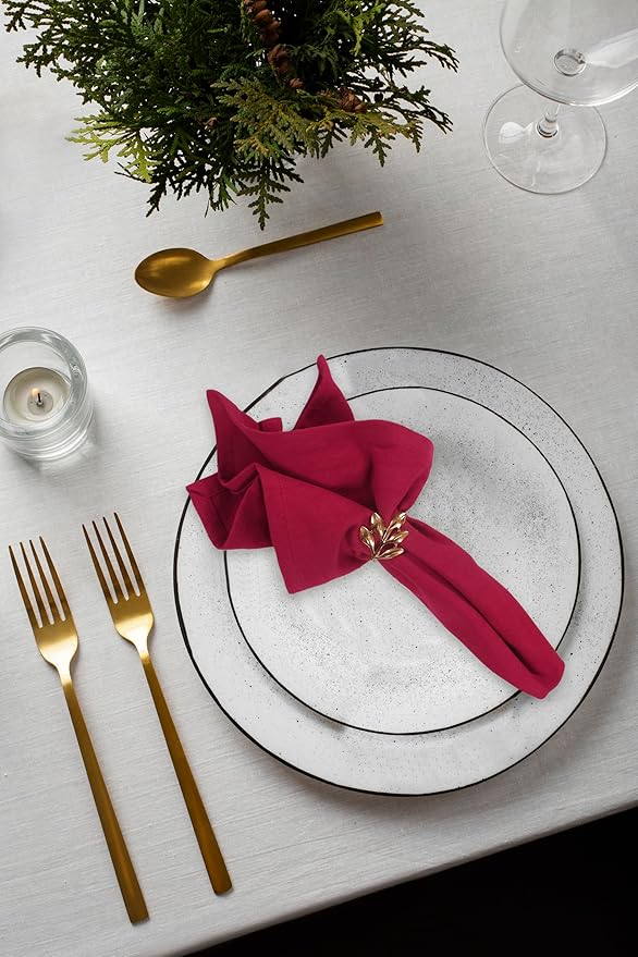 ACCENTHOME Accent Home 100% Cotton Napkins, Delicate Cloth Napkins for Dinners, Parties and Weddings，18 x 18 Inch Set of 12 - Red