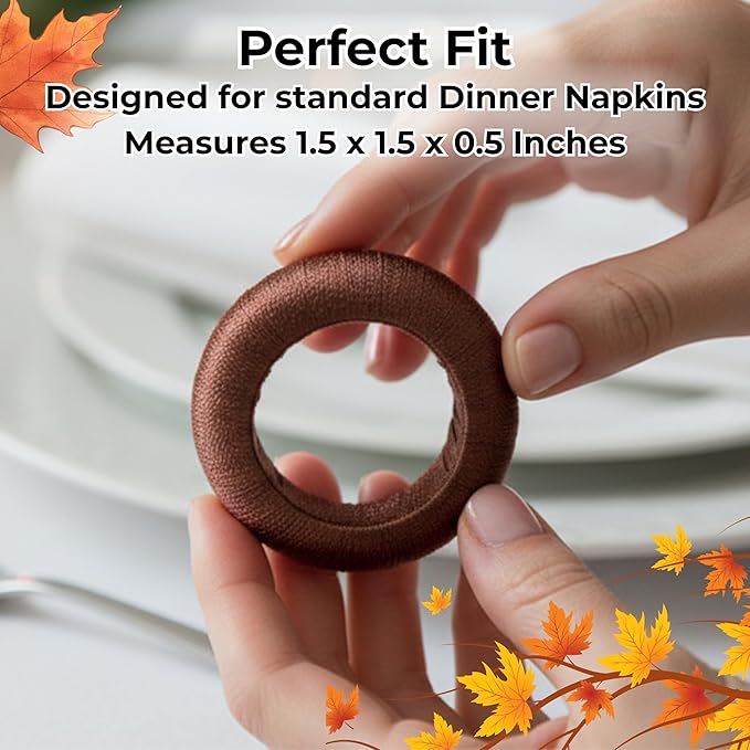 ALPHA Living HOME Harvest Yarn Wrap Napkin Rings – Set of 24, Modern Table Décor for Every Occasion
