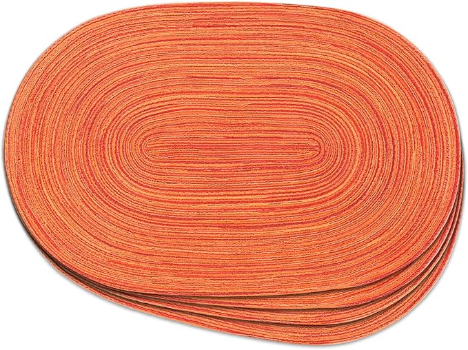 Noctiflorous Oval Braided Placemats Set of 4 Woven 12x18 Inch Non Slip Washable Heat Resistant Place Mats Tablemats for Dining Kitchen Party Daily Table Decor Dinner Mats (Fall Orange, 4)