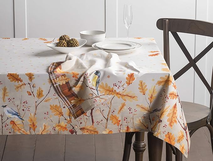 Maison d' Hermine Table Cloth Rectangle Table 100% Cotton 60 x 120 Inches Fall Tablecloth Reusable Everyday Use for Thanksgiving Christmas Decorations Dining Farmhouse Party (Oak Leaves)