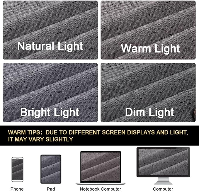 PrinceDeco 100% Blackout Curtains for Bedroom Linen Blackout Curtains 84 Inches Long Full Light Blocking Thermal Insulated with White Liner Energy Saving Warm Drapes for Winter, Grey,W 42 X L 84 Inch