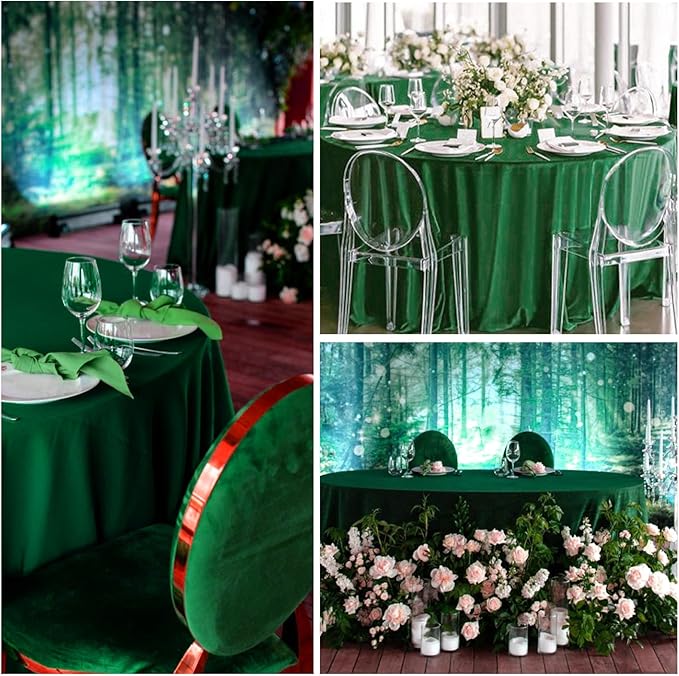 8 Pack Round Tablecloth 90 Inch Green Table Cloth for Round Tables, Washable Polyester Tablecloth Stain and Wrinkle Resistant Decorative Table Cover for Wedding Party Dining Banquet