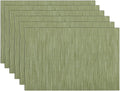 SHACOS Placemats Set of 6 Woven Vinyl Place Mats for Dining Table Wipe Clean Non Slip Christmas Table Mats (6, Olive Green)