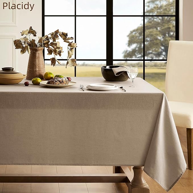 6 FT Linen Tablecloths for Rectangle Tables Dining Table Cover Farmhouse Modern Neutral Fabric Table Cloths Earth Tone Fall Decoration Rectangular 60 by 102 Inch Khaki Tan Burlap Oblong Tablecloth