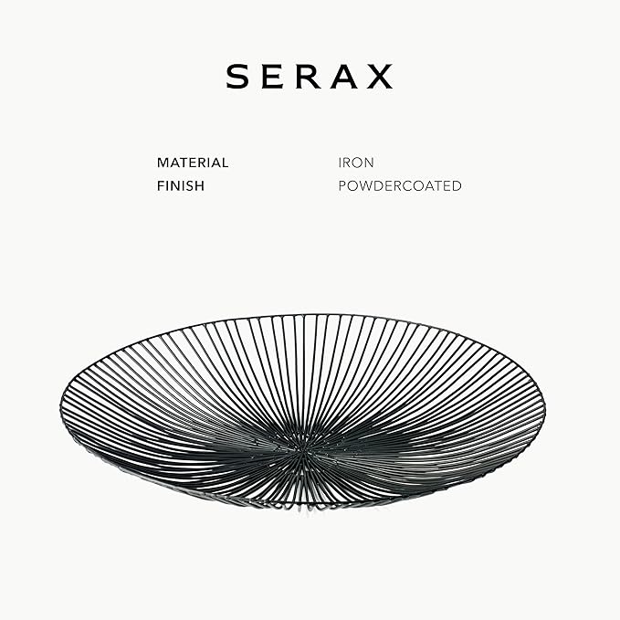 Serax Home Decor Fruit Bowl | Metal sculptures interior accessories by Antonino Sciortino | Oval Iron Kitchen Basket | Modern House Decor or Kitchen Storage for Counter and Table (low, black)