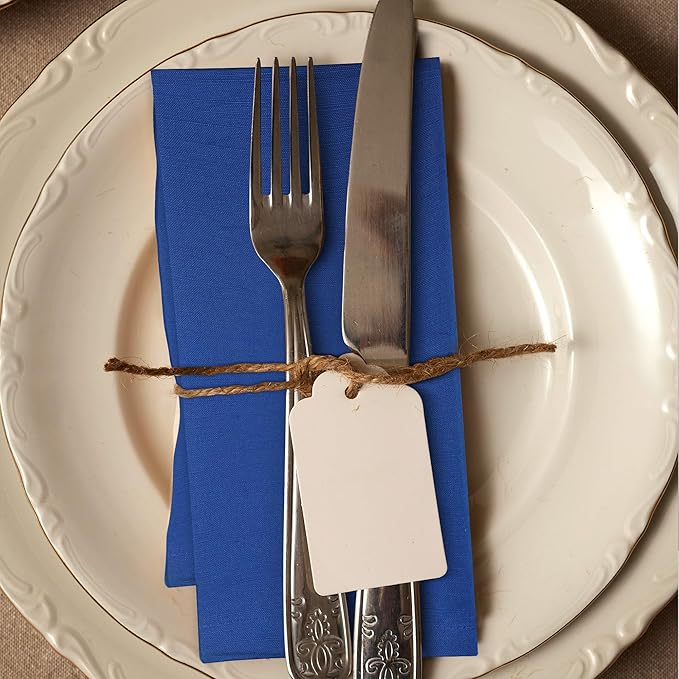 Urban Villa Dinner Napkins Solid Slub Set of 6 Royal Blue Color Premium Quality Dinner Napkins Size 20X20 in Cloth Napkins Cotton Cloth Napkins with Mitered Corners Ultra Soft DinnerNapkins
