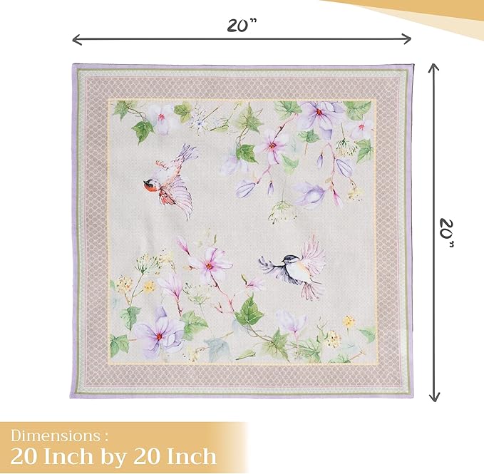 Maison d' Hermine Cloth Napkins Set of 4 100% Cotton Everyday Reusable Square Napkins Cloth Washable Dinner Wedding Restaurant Valentines Day Decorations Spring/Summer (Magnolia Mornings, 20" x 20")