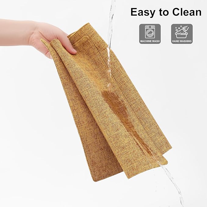 Homaxy Cloths Placemats for Dining Table Set of 4, Heat Resistant Washable Cotton Linen Blend Table Mats, Easy to Clean Place Mats for Indoor Outdoor Party Kitchen Decoration, 13" x 19", Amber