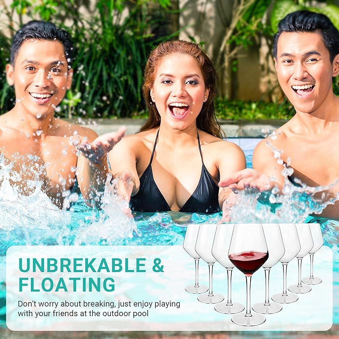 MICHLEY Unbreakable Stemmed Wine Glass 100% Tritan Plastic Dishwasher available Glassware 15 oz, Set of 8
