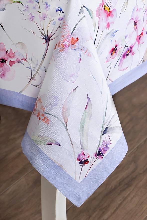 Maison d' Hermine Table Cloth Square Table 100% Cotton 60 x 60 Inches Tablecloth Reusable Decorative for Dining Room Farmhouse Home Valentines Day Decorations Spring Summer - Summer Floral