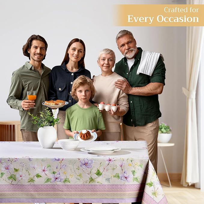 Maison d' Hermine Table Cloth Rectangle Table 100% Cotton 60 x 108 Inches Tablecloth Reusable Decorative for Dining Room Farmhouse Home Valentines Day Decorations Spring Summer - Magnolia Mornings