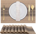 Winknowl Placemats Set of 8, Washable Vinyl Woven Placemats, Heat Resistant & Wipeable Table Mats for Kitchen Dining Table (Brown)
