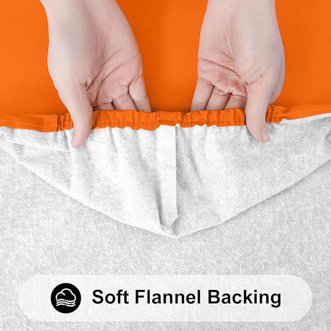 Smiry Rectangle Tablecloth, Elastic Fitted Flannel Backed Vinyl Tablecloths for 8ft Folding Tables, Waterproof Wipeable Table Covers for Indoor, Outdoor, Picnic and Camping (Orange, 30"x96")
