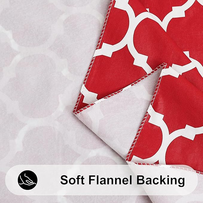 Smiry Rectangle Table Cloth, Waterproof Vinyl Tablecloth with Flannel Backing for Rectangle Tables, Wipeable Spillproof Plastic Tablecloths for Dining, Camping, Indoor and Outdoor (54"x78", Red)