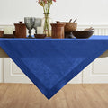 Solino Home Linen Square Tablecloth 52 x 52 Inch - 100% Pure Linen Royal Blue Table Throw - Fete, Machine Washable Table Cloth