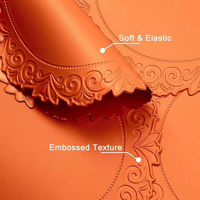 Noctiflorous Round Faux Leather 15 Inch Placemats Set of 4 Waterproof Wipeable Heat Resistant Tablemat for Dining Table Kitchen Non Slip Washable Oilproof Table Place Mat(Pumpkin Orange, 4)