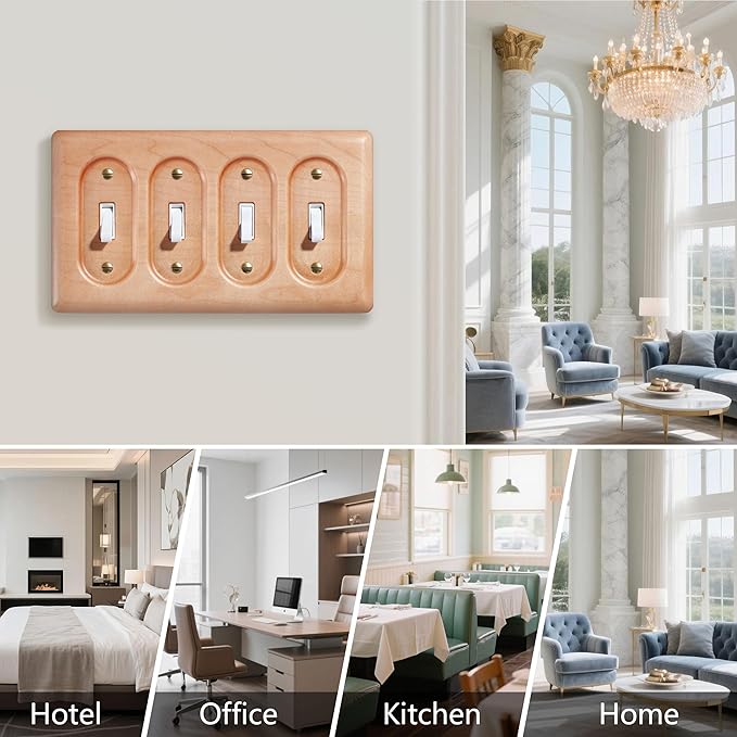Oversized Decorative Light Switch Cover Plate Elegant Maple Wood Design For Stylish Wall Plates And Switch Covers
