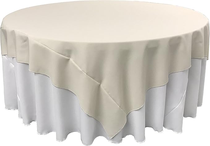 LA Linen Polyester Poplin Washable Square Tablecloth, Stain and Wrinkle Resistant Table Cover 72x72, Fabric Table Cloth for Dinning, Kitchen, Party, Holiday 72 by 72-Inch, Ivory