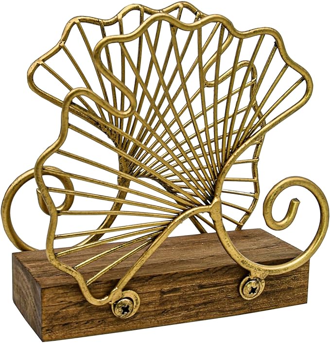 Leaves Vertical Napkin Holder, Contemporary Disposable Paper Hand Tower Storage Tray Caddy, Metal Paper Storage for Kitchen, Stylish Towel Dispenser, Mail Letter Sorter Rack, Document File Organizer