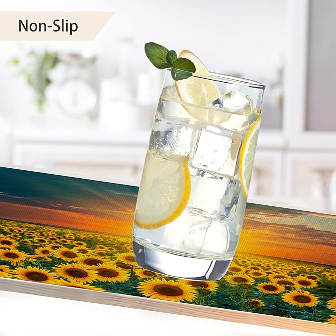 Sunflower Fields Placemats Set of 6,Sunset Sunrise Linen Washable Kitchen Dining Table Mats Heat Resistant Place Mats for Home Party Indoor Holiday 12x18 Inch