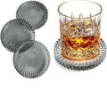 4-Piece Glass Set for Drinks, Round Modern Coasters with Raised Edge Lip, Decorative & Aesthetic for Dining Table, Living Room, Office Desk