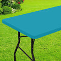 Smiry Rectangle Picnic Table Cloth, Waterproof Elastic Fitted Tablecloths for 8 Foot Tables, Washable Polyester Table Cover for Camping, Indoor and Outdoor (Teal, 30"x96")