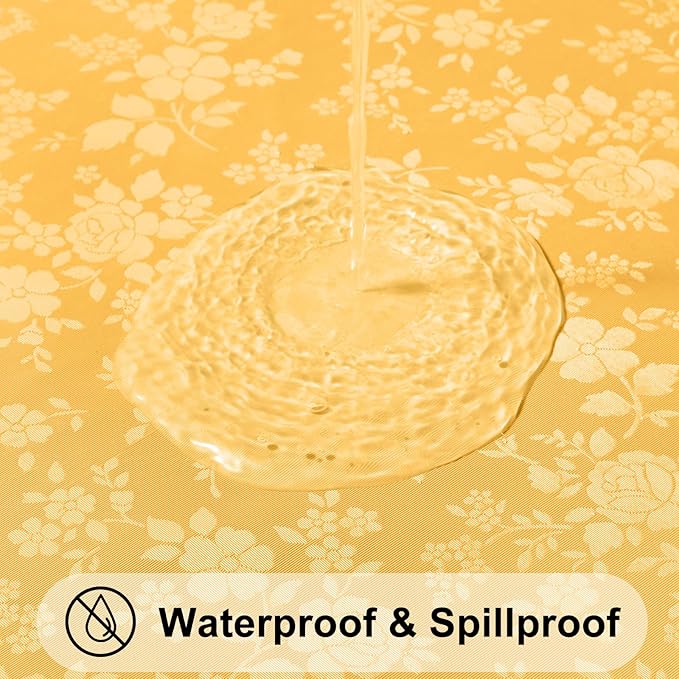 Smiry Rectangle Table Cloth, Waterproof Heavy Duty Vinyl Tablecloths, Wipeable Washable Table Cover for Kitchen and Dining Room (Mustard Yellow, 60" X 102")