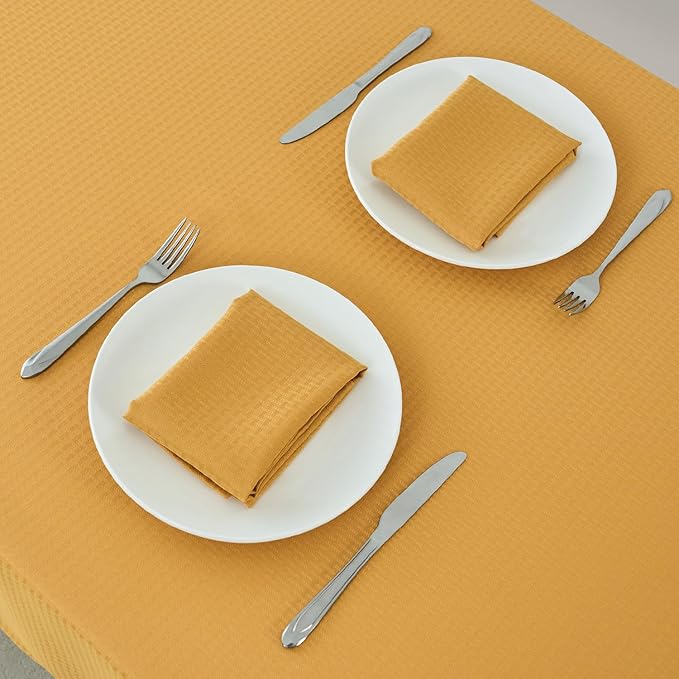 maxmill Cloth Napkins Weaved Texture Pattern Soft Comfortable and Luxury Serviette for Restaurant Family Dinners Weddings Parties and Banquets Set of 4 Pieces, 20 x 20 Inch Ochre Yellow