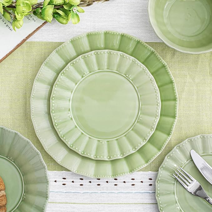 HOMBENE Green Porcelain Fruit Bowls, 4.7 Inch Serving Bowls,Ice Cream Bowl, Kitchen Bowl Set, Microwave and Dishwasher Safe, Set of 6