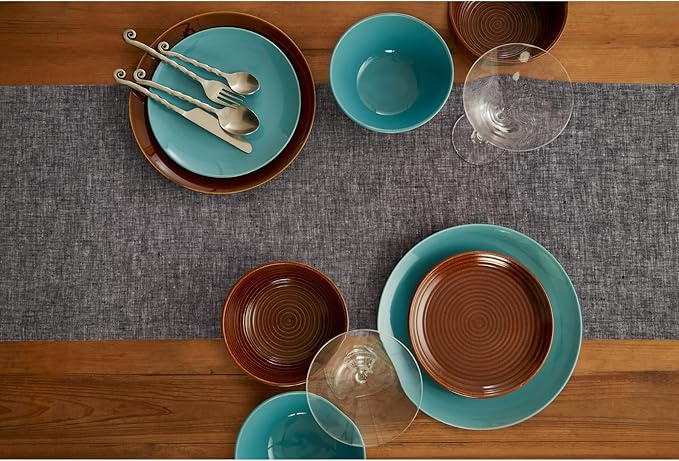 Solino Home Linen Table Runner 72 Inches Long - Athena, 100% Pure Linen Chambray Black Table Runner 14 x 72 Inch for Dining, Winter